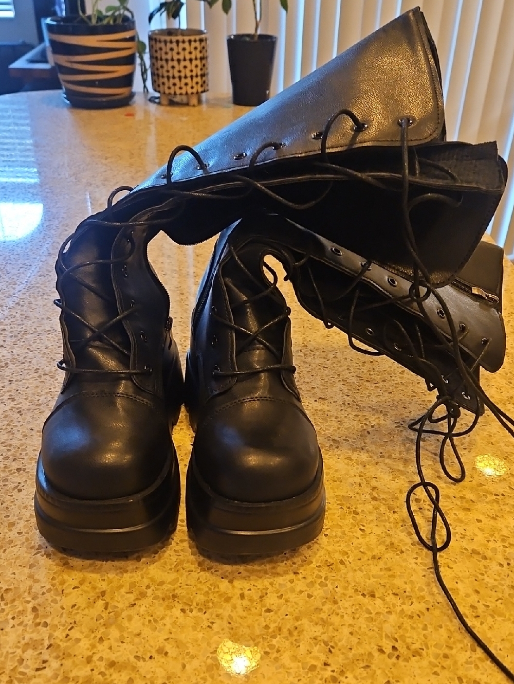 Women’s Black Lace-Up Platform Boots